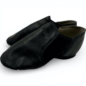 Linodes Black Leather Neoprene Slip-On Jazz Shoes Youth 1.5 Dance Balletcore